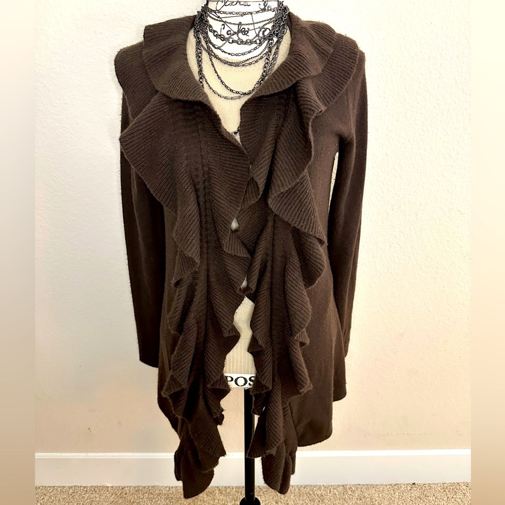 Saks Fifth Avenue Cashmere ’ Cardigan w/ Double Ruffle Detail